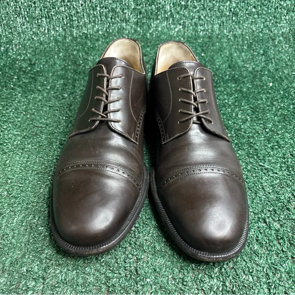 Cole Haan City Dress Shoe Soft Brown Leather Cap Toe Lace Up Oxford Size 9 Italy